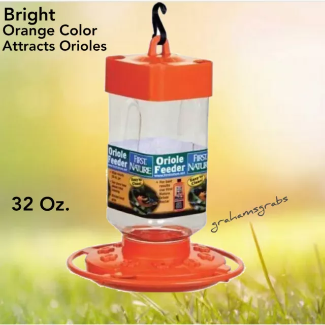 First Nature Oriole Feeder  32 Oz Wide Mouth #3088 Easy Clean & Fill Made In Usa