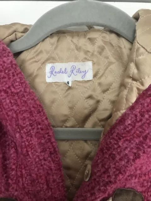 Mädchen Rachel Riley Designer Wolle Kapuze Seesack Alter 8, rosa mit goldenem Futter 2