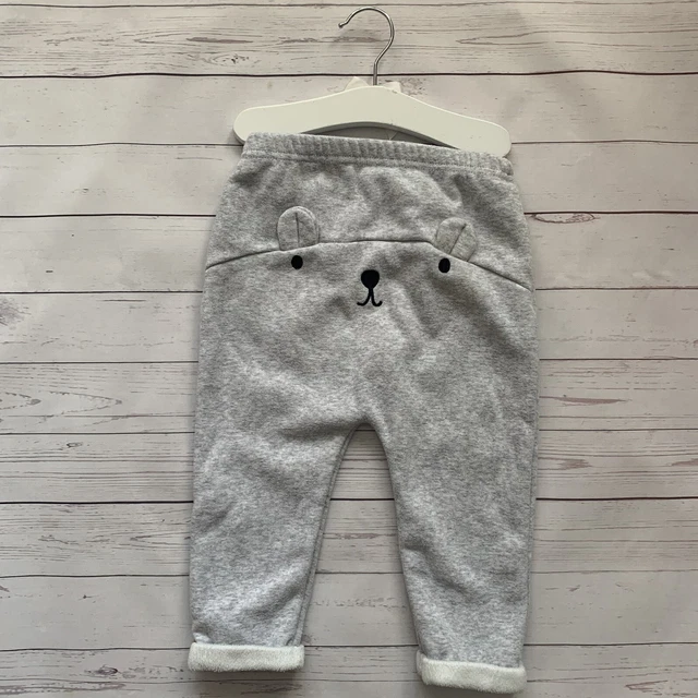Baby Jungen Mädchen 18-24 Monate Joggingunterteil TU Hose grau bär gefüttert WINTER