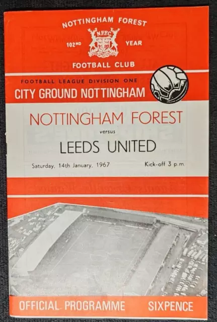Nottingham Forest v Leeds United. football programme. 1967. Lot#p075
