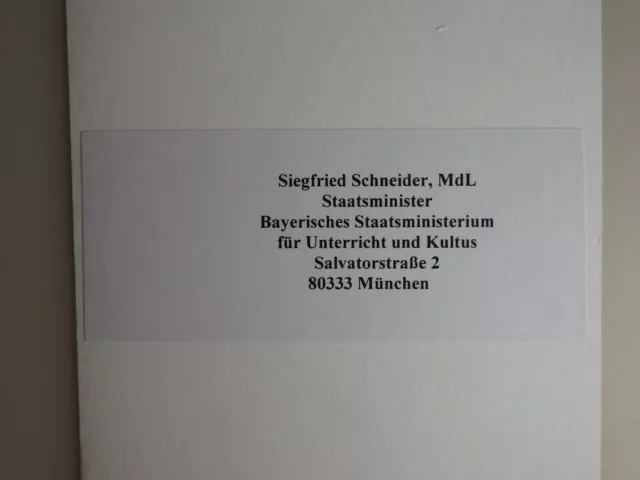 Autograph Siegfried Schneider CSU politician MdL Minister of State (72861) 2