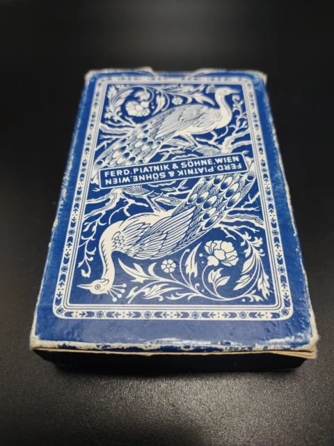 Vintage Ferd Piatnik Playing Cards Deck Peacocks Large Numbers