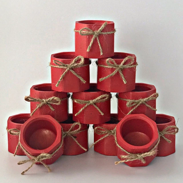 12 frascos de velas vacíos para velas de arco rojo festivas al por mayor ollas a granel hechas a mano