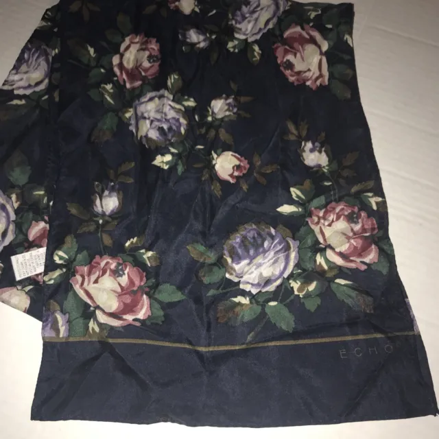 Echo Blue Floral Print Silk Scarf