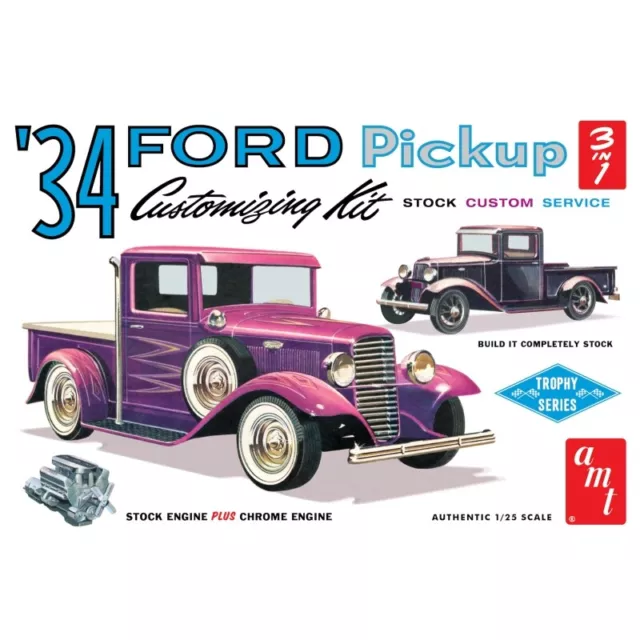 AMT 1:25 1120 1934 Ford Pickup 3 in 1 building Truck Model Car Kit