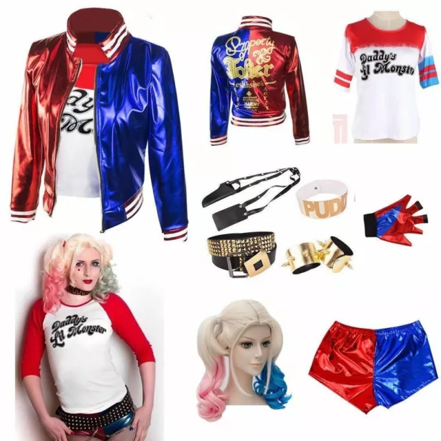 Adult Kids Harley Quinn Cosplay Costume Suicide Squad Halloween Fancy Dress