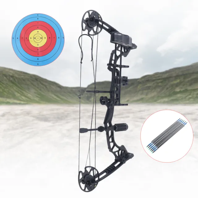 35-70lbs Compound Bow Arrow Archery Hunting Target Shooting BLACK Right Hand New