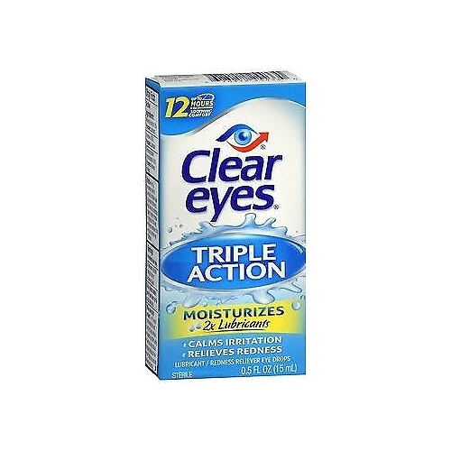 CLEAR EYES TRIPLE Action Lubricant Sterile Eye Drops Relieves Redness 0