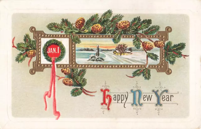 Postcard Happy New Year Embossed 118 C VTG VPC02.