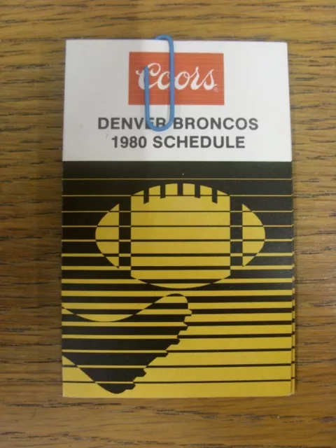 1980 American Football Fixture Card: Denver Broncos - NFL Schedule [Four Pages].