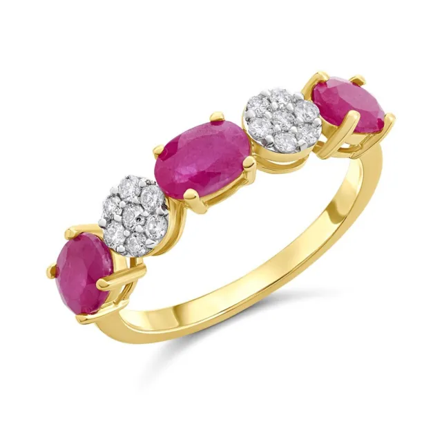 F.Hinds Womens Jewellery 9ct Gold Ruby And Diamond Ring - 20pts