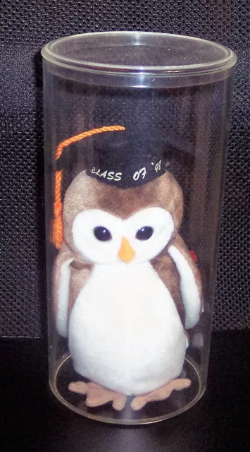 Vintage Ty Beanie Baby Wise The Owl Class Of 1998 Retired PE Pellets PlasticCase