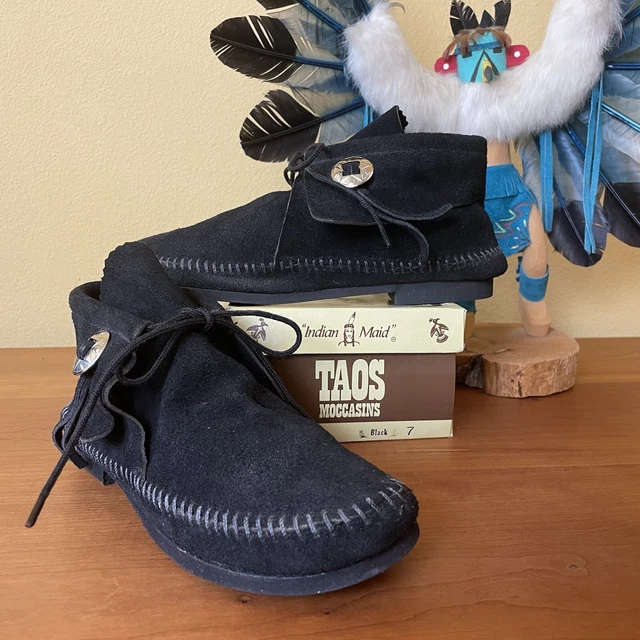 Taos Moccasins Vintage Black Suede Size 7