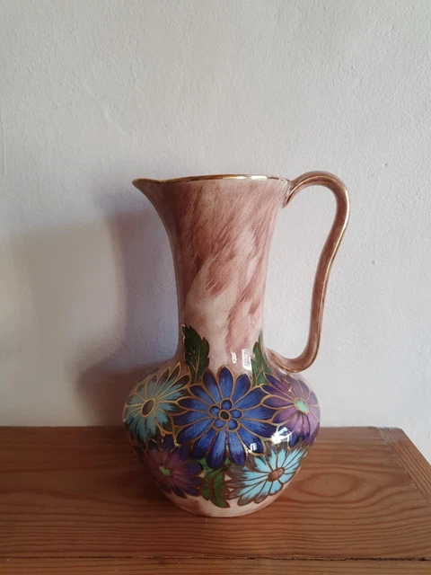 Vintage Lustreware Old Court Vase Ceramic Hand Painted Flowers Jug J Fryer & Son