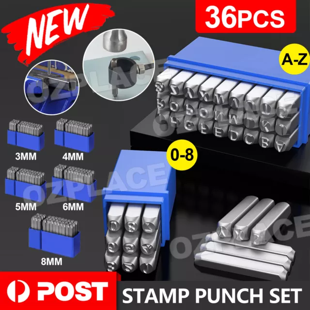 Letter Number Stamp Punch Set DIY Hardened Ball Bearing Steel 36PCS 3 4 5 6 8MM