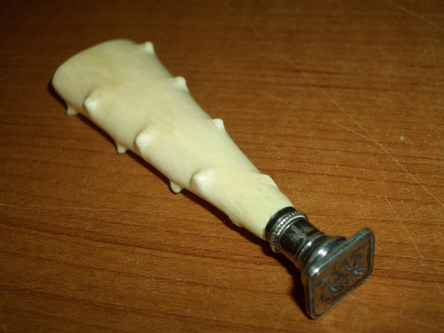 Antique Early 19th Century Wax Seal Stamp with Sterling Stamp Head & Fine Handle