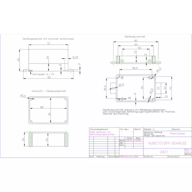 Étui Récipient Boite Couvercle Transparent 72 x 50 X 40 MM Avec Fixations 2