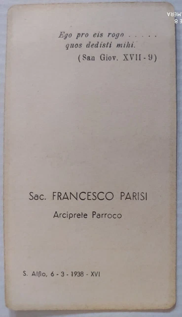 Sant Alfio (Catania) 1938 Sacerdote Parroco Francesco Parisi - Ricordo - Santino