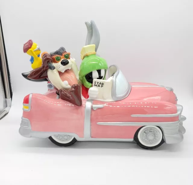 Vintage Looney Tunes Bugs Bunny Classic Pink Car Road Trip XL Cookie Jar 1999 2