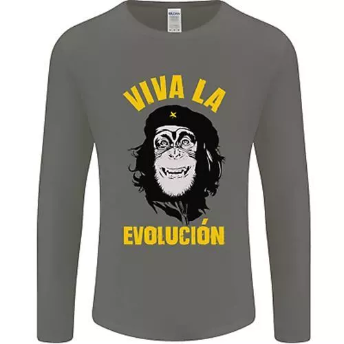 Divertente che Guevara Evolution Scimmia Ateismo da Uomo Manica Lunga T-Shirt