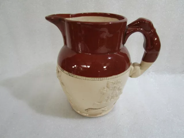 Vintage Antique Large Floral Glazed , Pitcher ,Jug , Vase Greyhound Whippet Dog