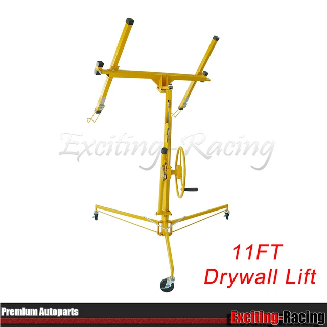 11FT Drywall Lift Panel Rolling Hoist Jack Lifter with Telescopic Arm and Caster