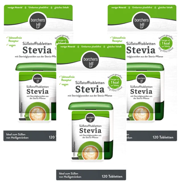 3x 6g = 360 Pezzo Borchers Stevia Süßstofftabletten 1 Kcal Pro Tavoletta