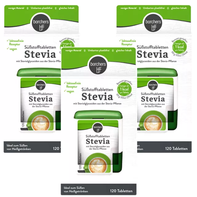 3x 6g = 360 pezzi compresse dolcificanti Borchers Stevia 1 kcal per compressa