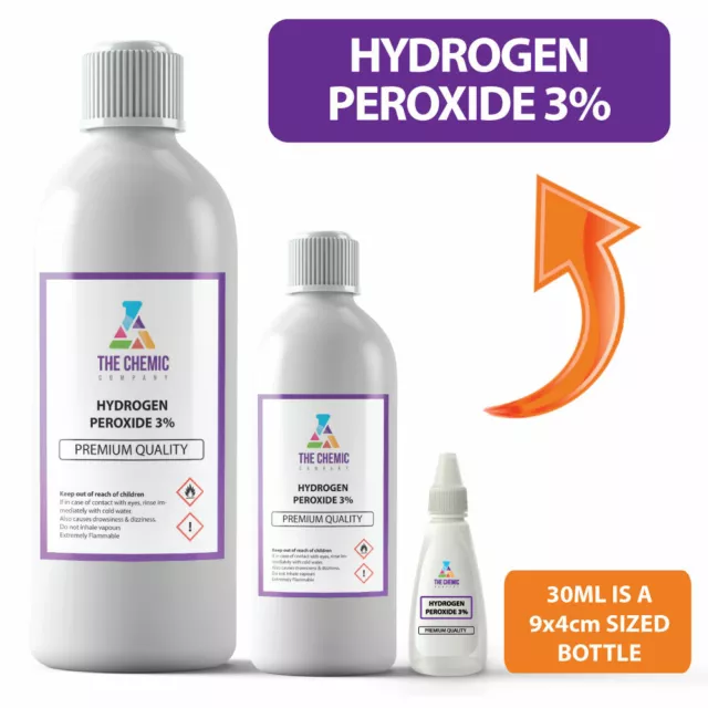 Hydrogen Peroxide 3% Food Grade Safe to Use on Hands HUMAN SAFE  - VARIOUS SIZES