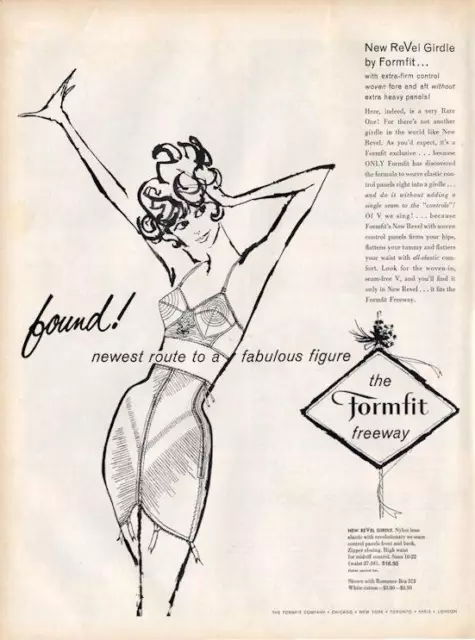 1960 FORMFIT SKIPPIES PANTIE GIRDLE Lingerie Beginner Bra - Vintage Print  AD