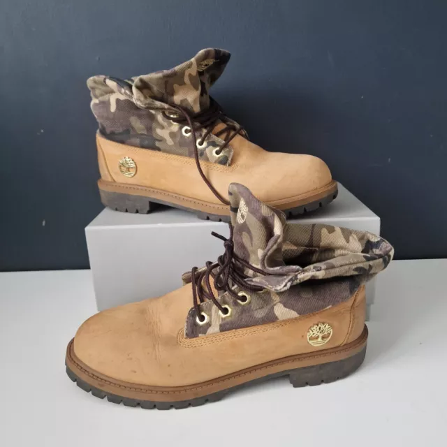 TIMBERLAND TAN NUBUCK Suede Camo Roll Top Boots D475 192 UK Size 5.5 20.99 PicClick UK