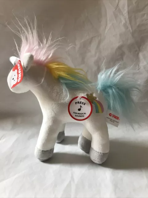 Gund Lights and Sound Unicorn Chatters 6 inch Squeeze for a Magical Sound NWT