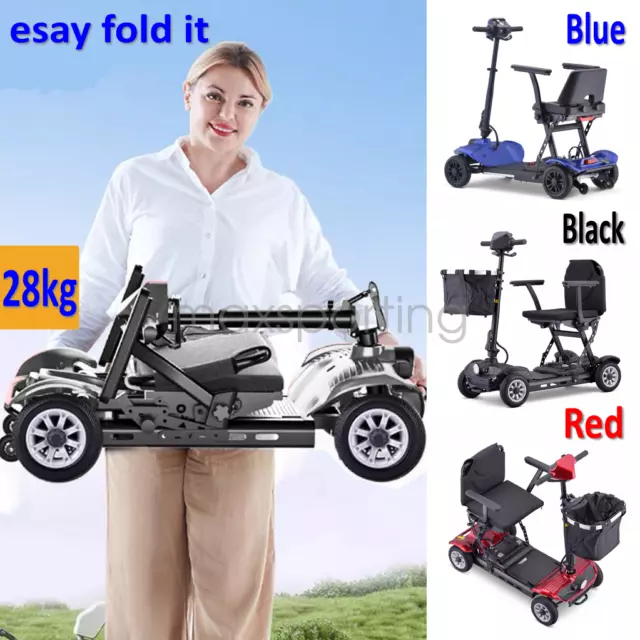 Lightweight Folding Mobility Scooter Electric Motorised Portable Power & 4 Wheel