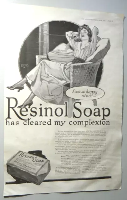 1918 Resinol Soap - Hump Hair Pins Magazine Print Ad Full Size vintage ephemera