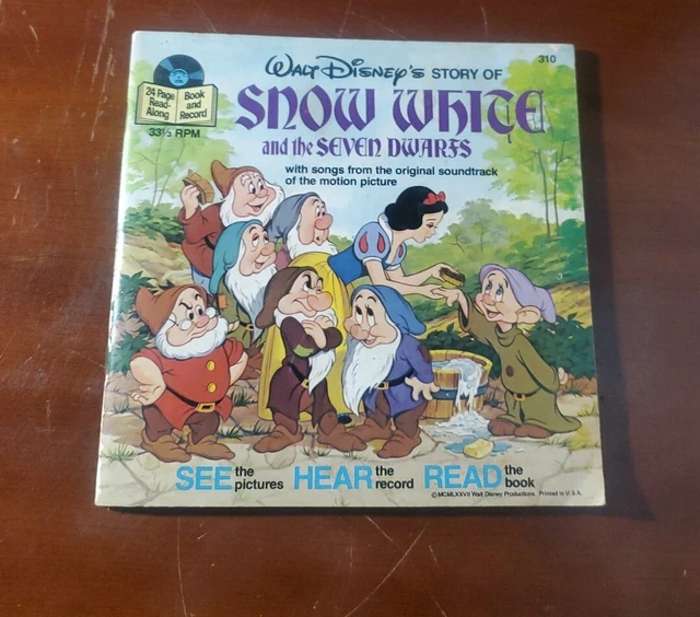 WALT DISNEY SNOW WHITE & the SEVEN DWARFS Read Along Book And Record ...