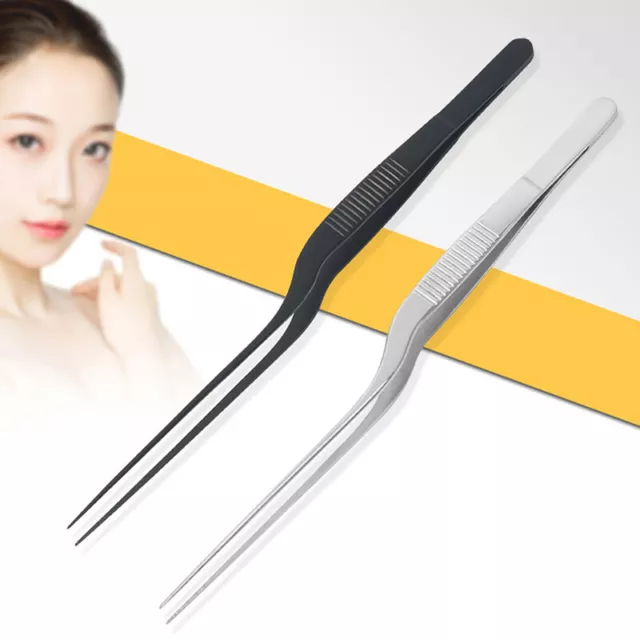 1Pcs Tweezers Stainless Steel Tool Curved Tweezer Ear Nose Clip Eyelash Clea'mj