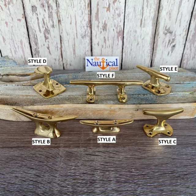 Solid Brass Cleats - Nautical Wall Hooks - Marine Boat Dock Chock - Coat Hanger