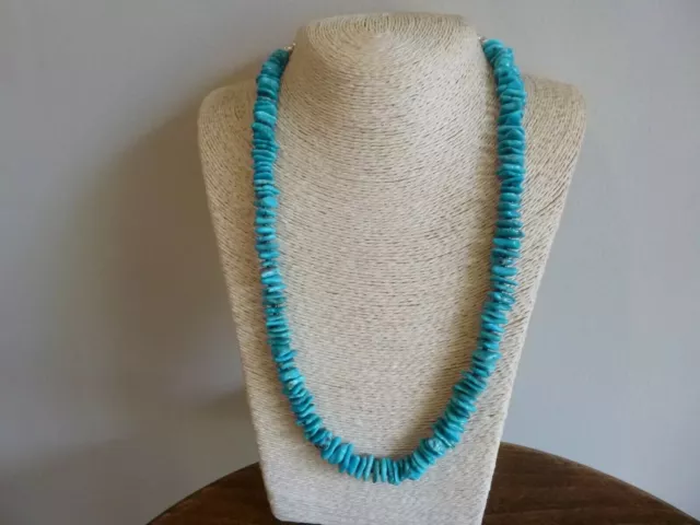 Natural Turquoise Slice Nugget Heishi Bead Native American Navajo Style Necklace