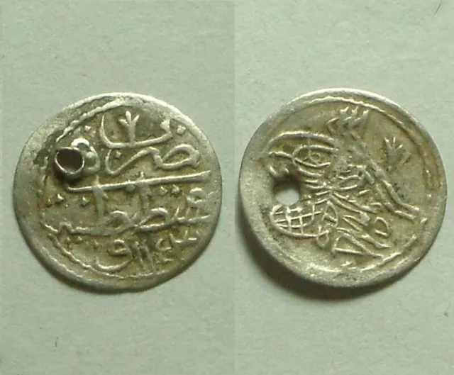 Mahmud I 1731 Rare genuine Islamic silver akce coin/Ottoman Emp/Turkey ISTAMBUL