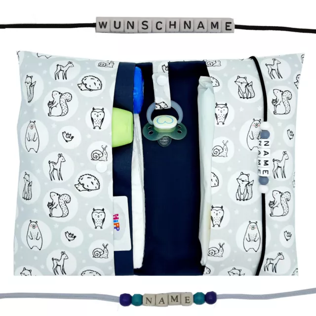 XXL Windeltasche mit Name Wickeltasche Mädchen Junge Geburt Baby Taufe Waldtiere