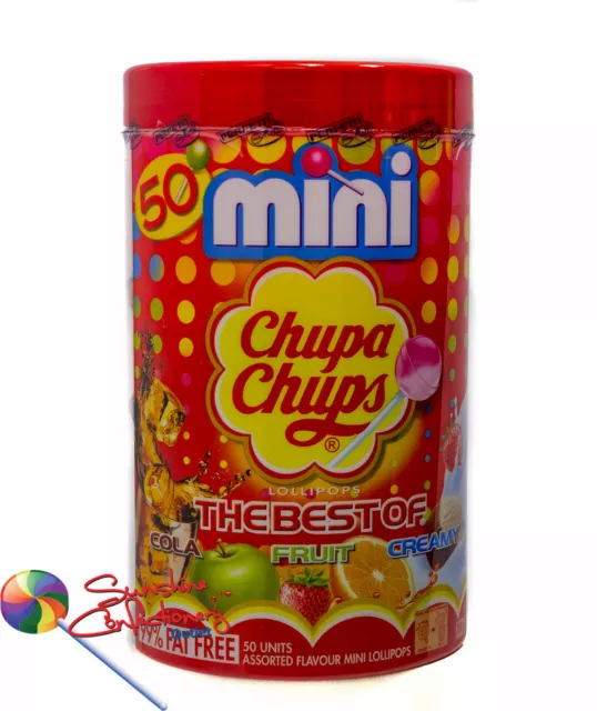 Mini Chupa Chups Lollipop - 50 lollipops - The Best of Cola,Fruit,Creamy