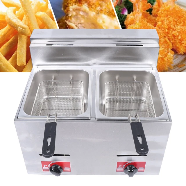 Commercial Countertop Gas Fryer Doul Frying Baskets LPG Liquefied Gas Deep Fryer