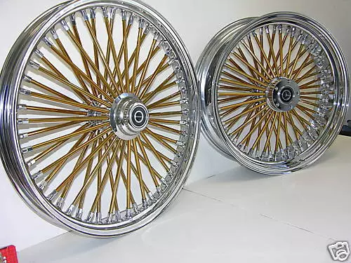 DNA MAMMOTH FAT 52 GOLD SPOKE WHEELS HARLEY 21x2.15 18x5.5 SOFTAIL 200 TIRE 2