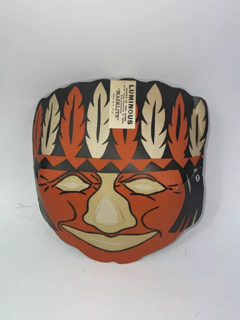 Luminous Halloween Mask Paper Vintage Original Indian Chief