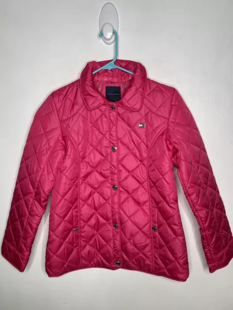 Tommy Hilfiger Barn Jacket Girls Size XL 16 Solid Pink Button Up Collared