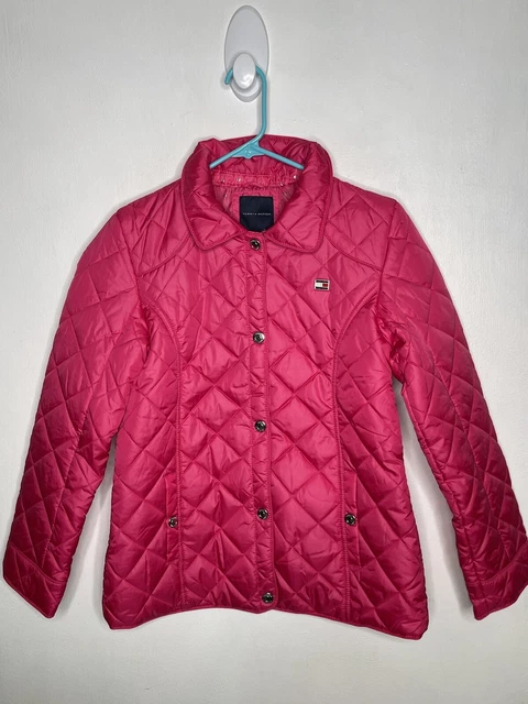 Tommy Hilfiger Barn Jacket Girls Size XL 16 Solid Pink Button Up Collared