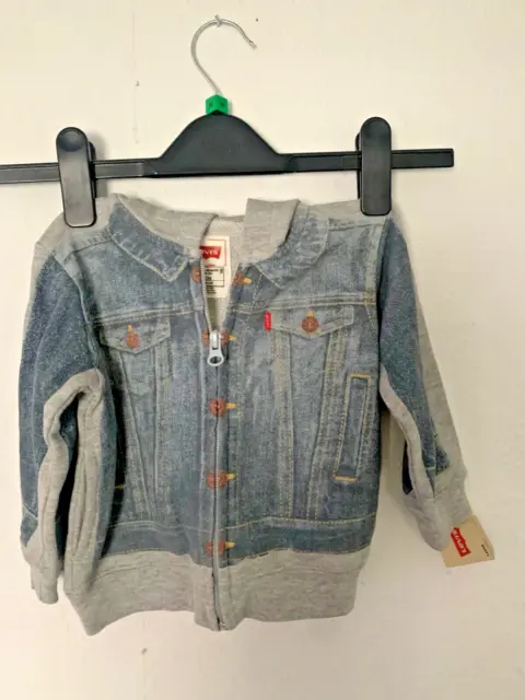 Authentic LEVI'S Baby Denim Jacket print Hoody 12M  Rare - purchased in USA BNWT