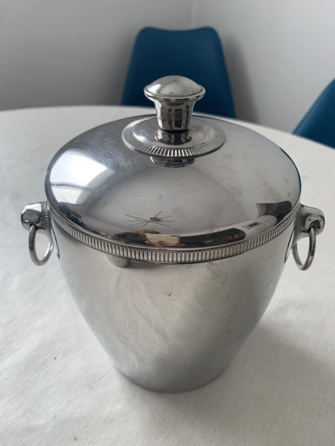 Seau à Glaçons Vintage Letang Rémy – Inox Argenté Avec Poignée – Déco Collection