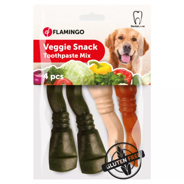 Flamingo Veggie Pasta de Dientes Mix, Snack para Perro, Varios Tamaños, Nuevo