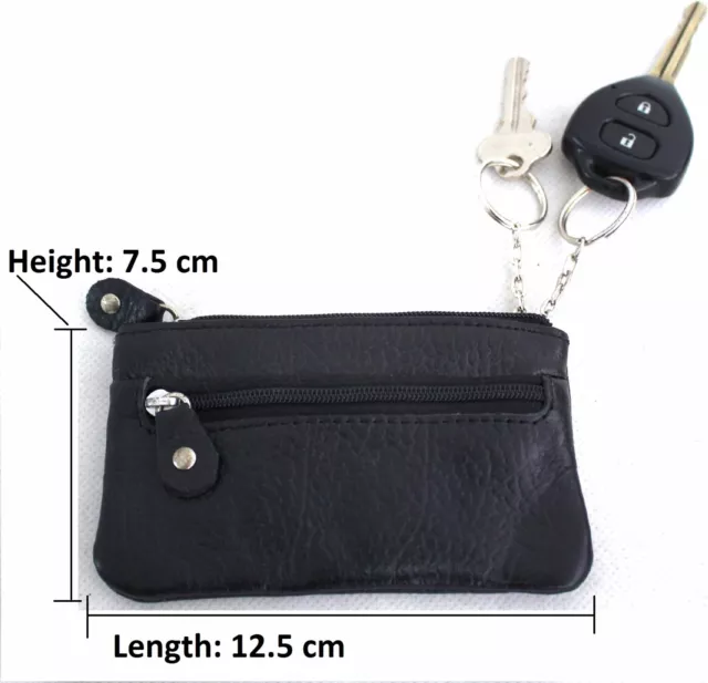 Quality Leather Coin Purse with Key Rings on Interior. 11018 Black & Brown 2